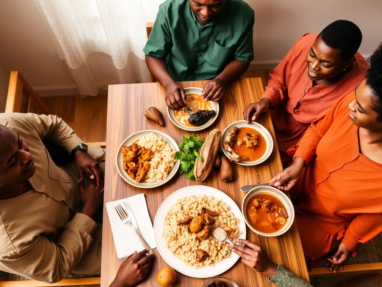 A Nigerian family sharing a meal together